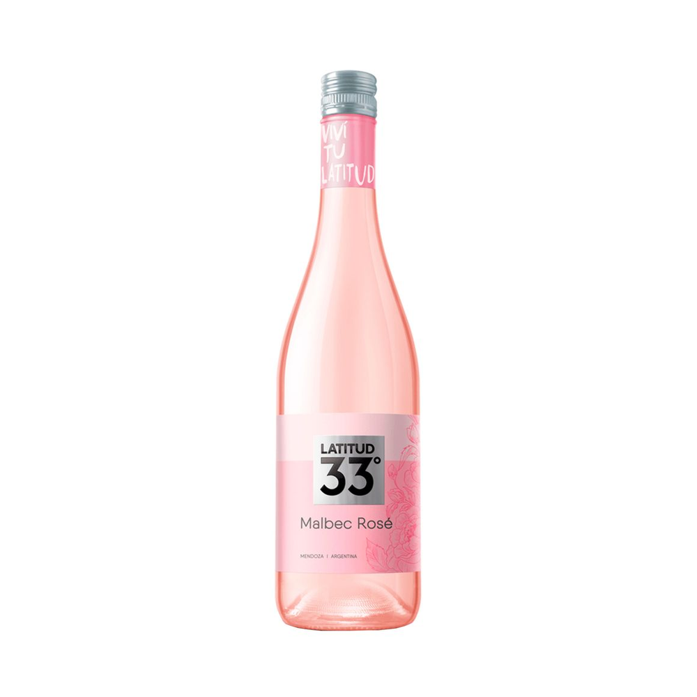 Botella de Latitud 33° Malbec Rosé; foto de referencia